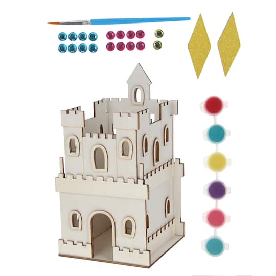 12 Pack: 3D Castle Wood Crafting Kit by Creatology&#x2122;